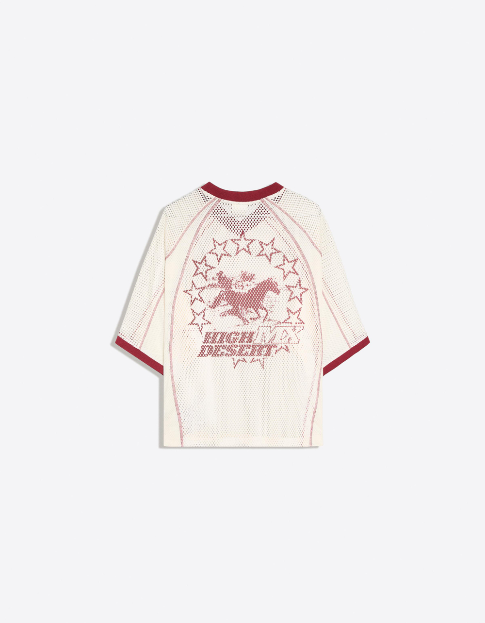 Мужская укороченная сетчатая футболка boxy fit с принтом - BERSHKA