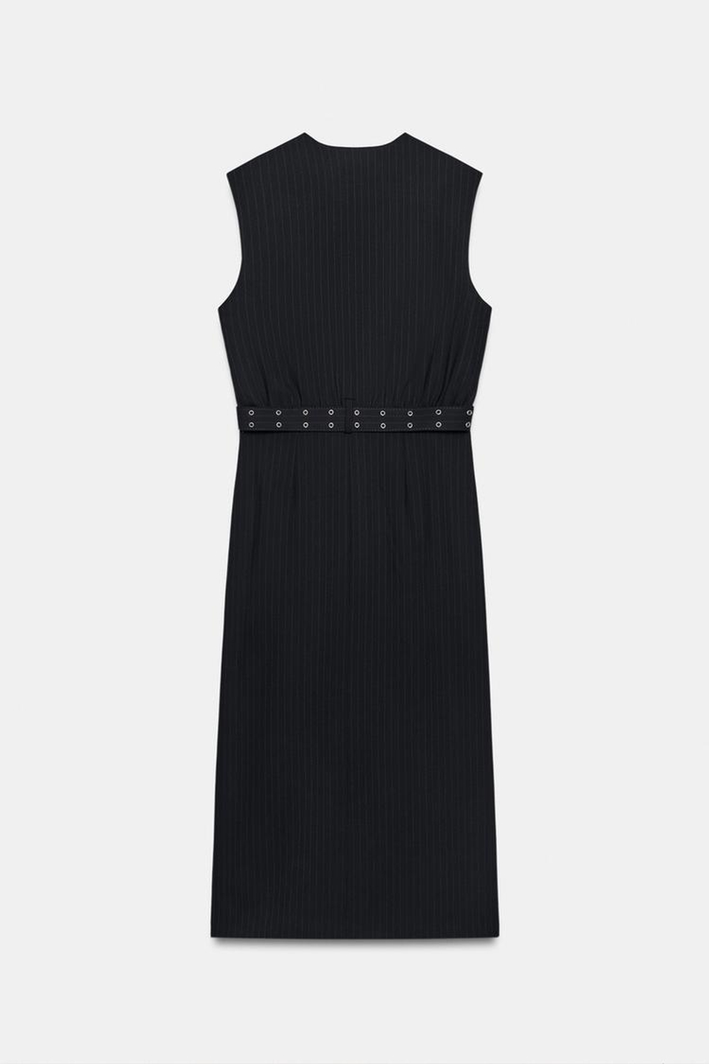 ZARA ПЛАТЬЕ В ТОНКУЮ ПОЛОСКУ С РЕМНЕМ, МОРСКОЙ СИНИЙ