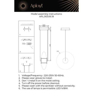 Подвесной светильник 18W 3000K APL.063.06.18 латунь Maritt Aployt