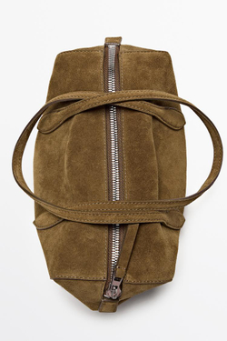 Massimo Dutti Мини-сумка из замшевой кожи, хаки