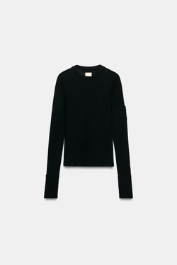 ZARA ФУТБОЛКА ИЗ 100% ХЛОПКА С КАРМАНОМ, ЧЕРНЫЙ