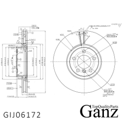 Диск тормозной передний с покрытием BMW X5 E70 2007  GANZ GIJ06172