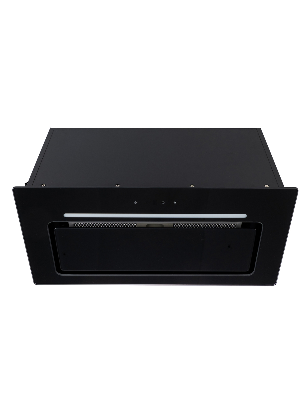 Вытяжка кухонная Caste-60RT (BLACK) черный, D150мм, 1200м3/ч, полновстраиваемая, мотор 230Ватт, стекло 60см, управл. сенсорное + ПДУ (MACBI)