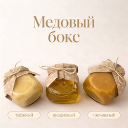 Медовый бокс (набор из 3 сортов мёда) 900 г., Алтайский край