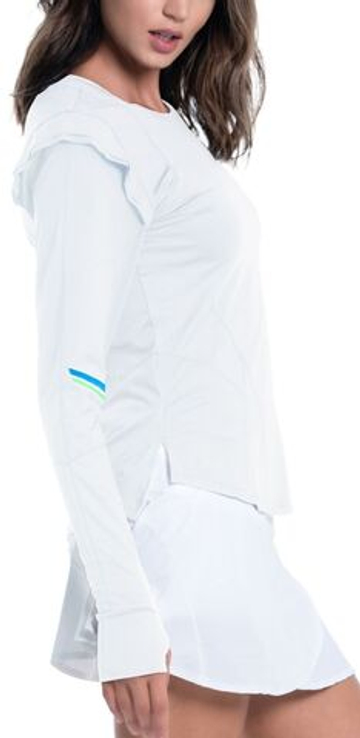 Женская теннисная футболка с длинным рукавом Lucky in Love Tech Performance Swoop Long Sleeve - white