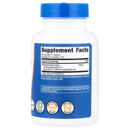 Nutricost, корень сарсапарели, 120 капсул (100 мг в капсуле)