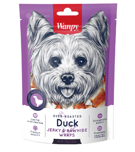 Wanpy Dog Лакомство для собак Кости из сыромятной кожи с утинным мясом, 100 гр