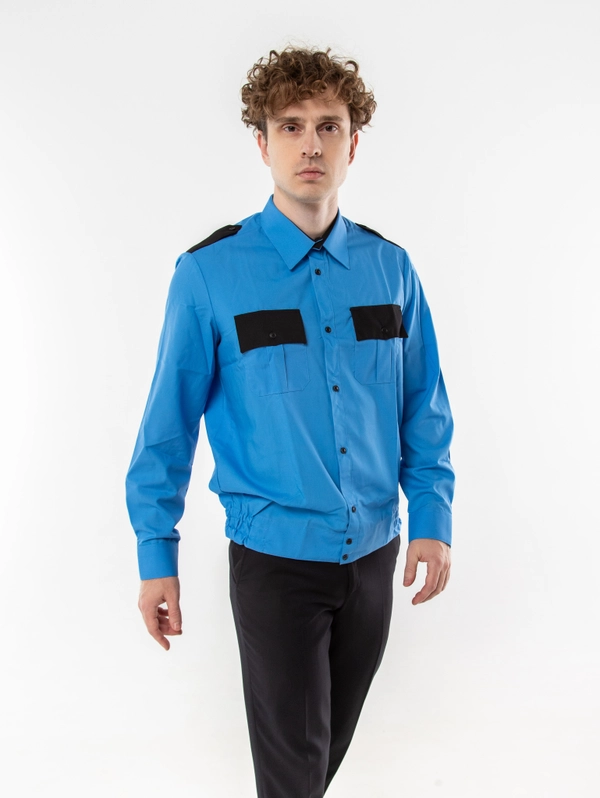 Рубашка мужская форменная c длинным рукавом для Охранника голубая