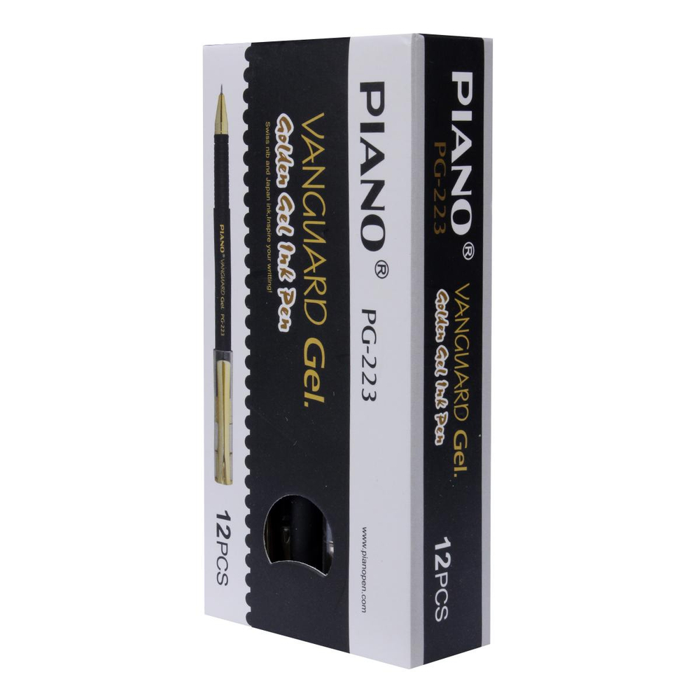 Ручка гелевая Piano, 0,5мм, черная, с грипом, корпус soft, с золотыми вставками