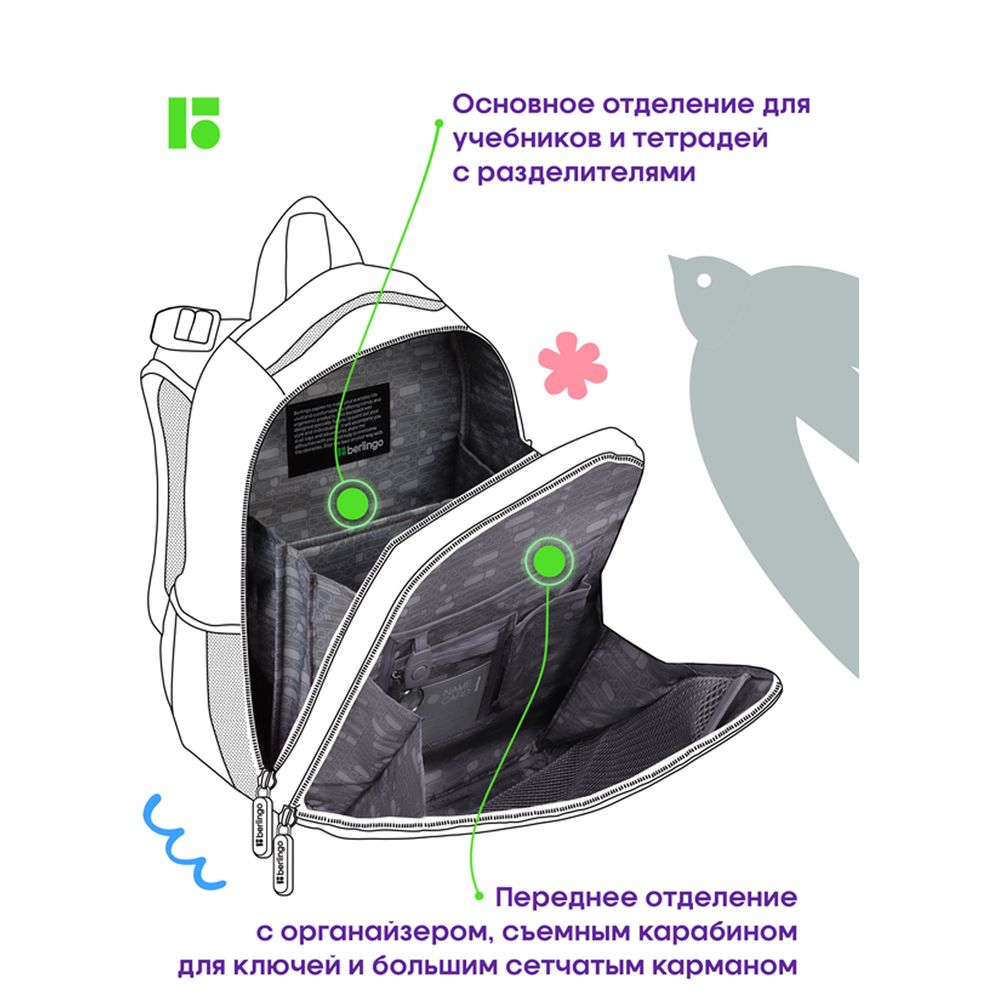 Ранец Berlingo Expert Meow power 37х28х16см, 2 отд., с анатомической спинкой