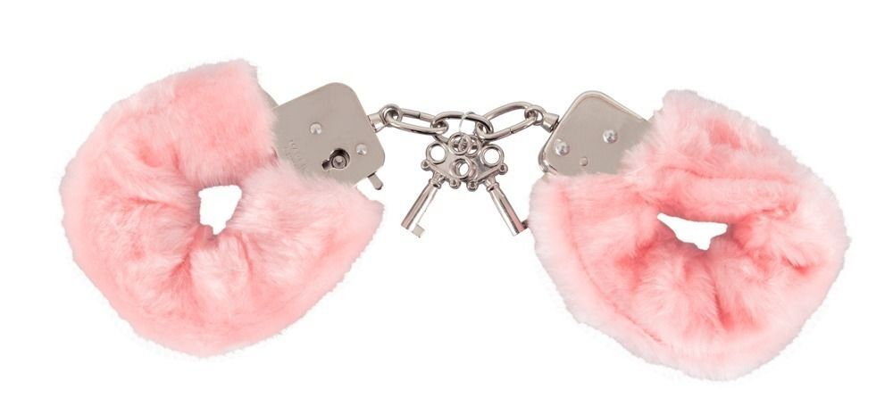 Розовые меховые наручники Love Cuffs Rose (Цвет: розовый)