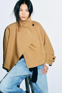 ZARA КОРОТКИЙ ТРЕНЧ С ВЫСОКИМ ВОРОТНИКОМ — ZW COLLECTION, БЕЖЕВЫЙ
