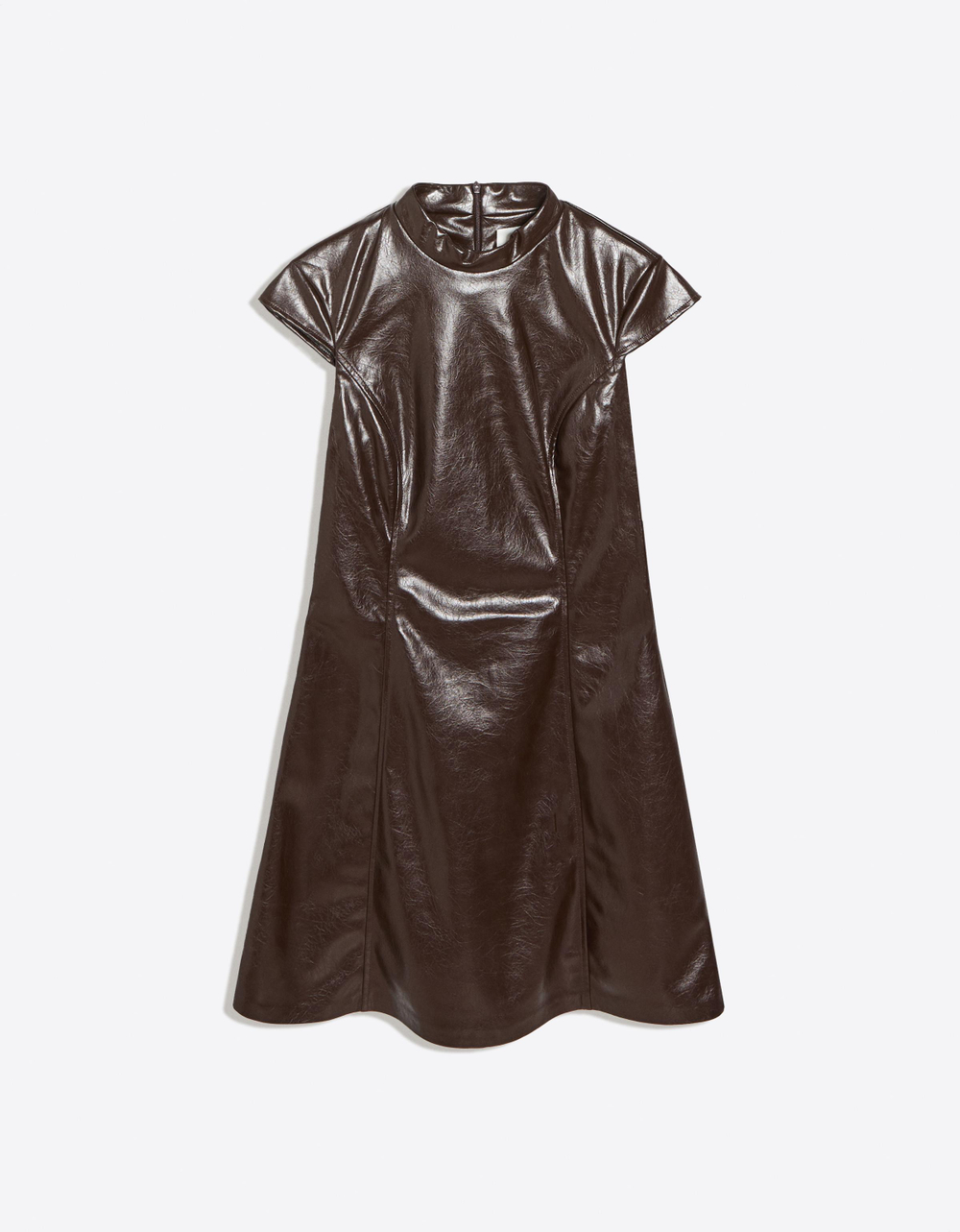 Женское мини-платье из искусственной кожи с высоким воротником - BERSHKA