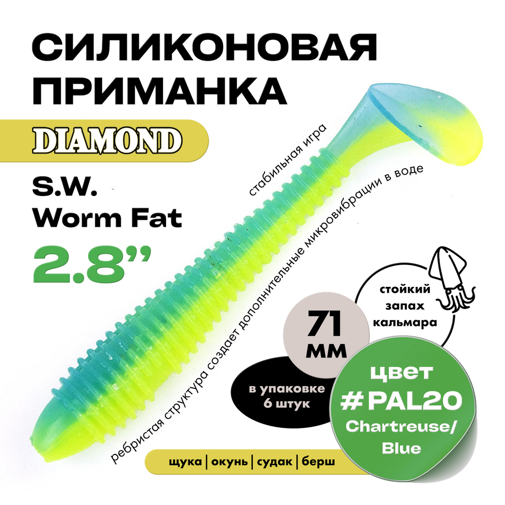 Силиконовая приманка S.W. Worm Fat 2.8" (6шт/уп)