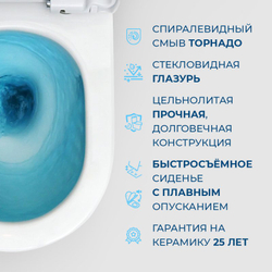 Унитаз-моноблок безободковый с сиденьем микролифт BelBagno TRE BB673CP-MN-TOR/SC
