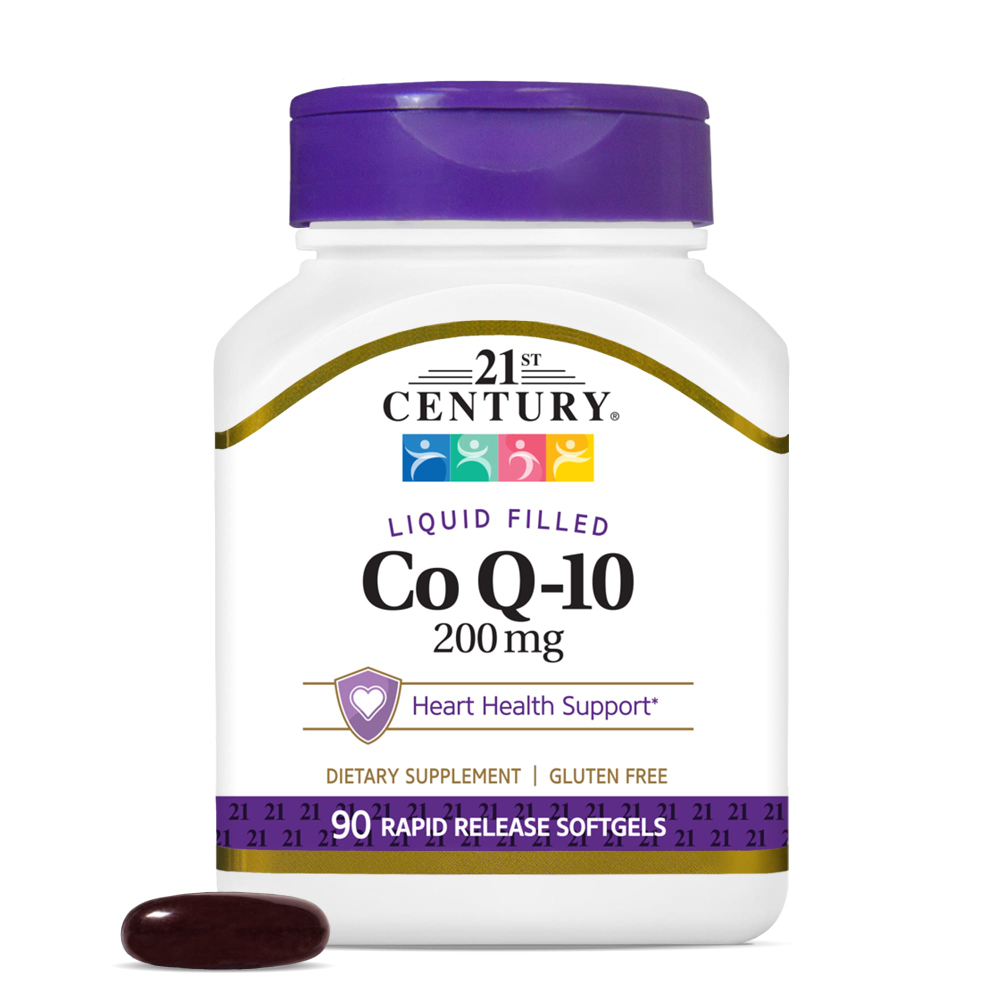 21st Century, жидкий коэнзим Q10, 200 мг, 90 капсул