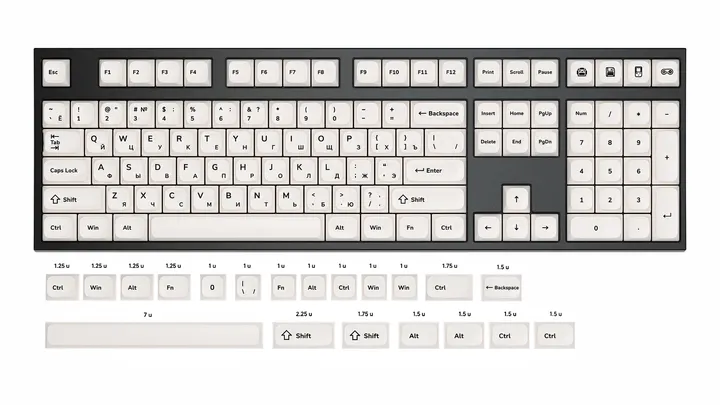 Набор клавиш Geekboards «White Cyrillic XDA»
