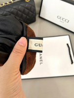 Женские перчатки Gucci — чёрные с молочно-красной отделкой — фото 4