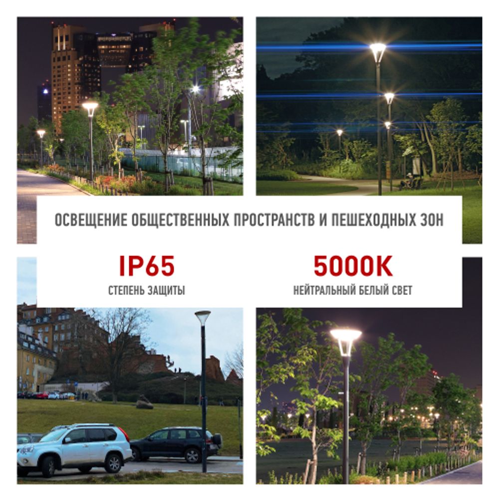 Светильник светодиодный садово-парковый ЭРА SPP-505-0-50K-050 50Вт 5000K IP65 серый | Садово-парковые светильники