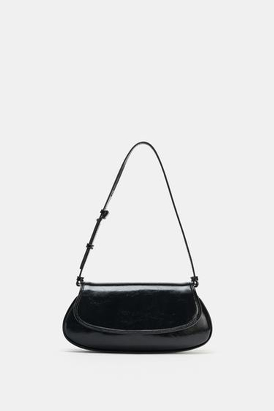 ZARA СУМКА ЧЕРЕЗ ПЛЕЧО С КЛАПАНОМ, ЧЕРНЫЙ