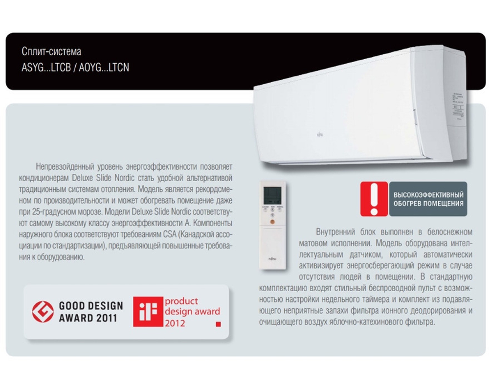 Сплит-система Fujitsu ASYG14LTCB/AOYG14LTCN inverter