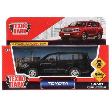 Машина металл TOYOTA LAND CRUISER длина 12,5 см, двери, инерц, черный, кор. Технопарк