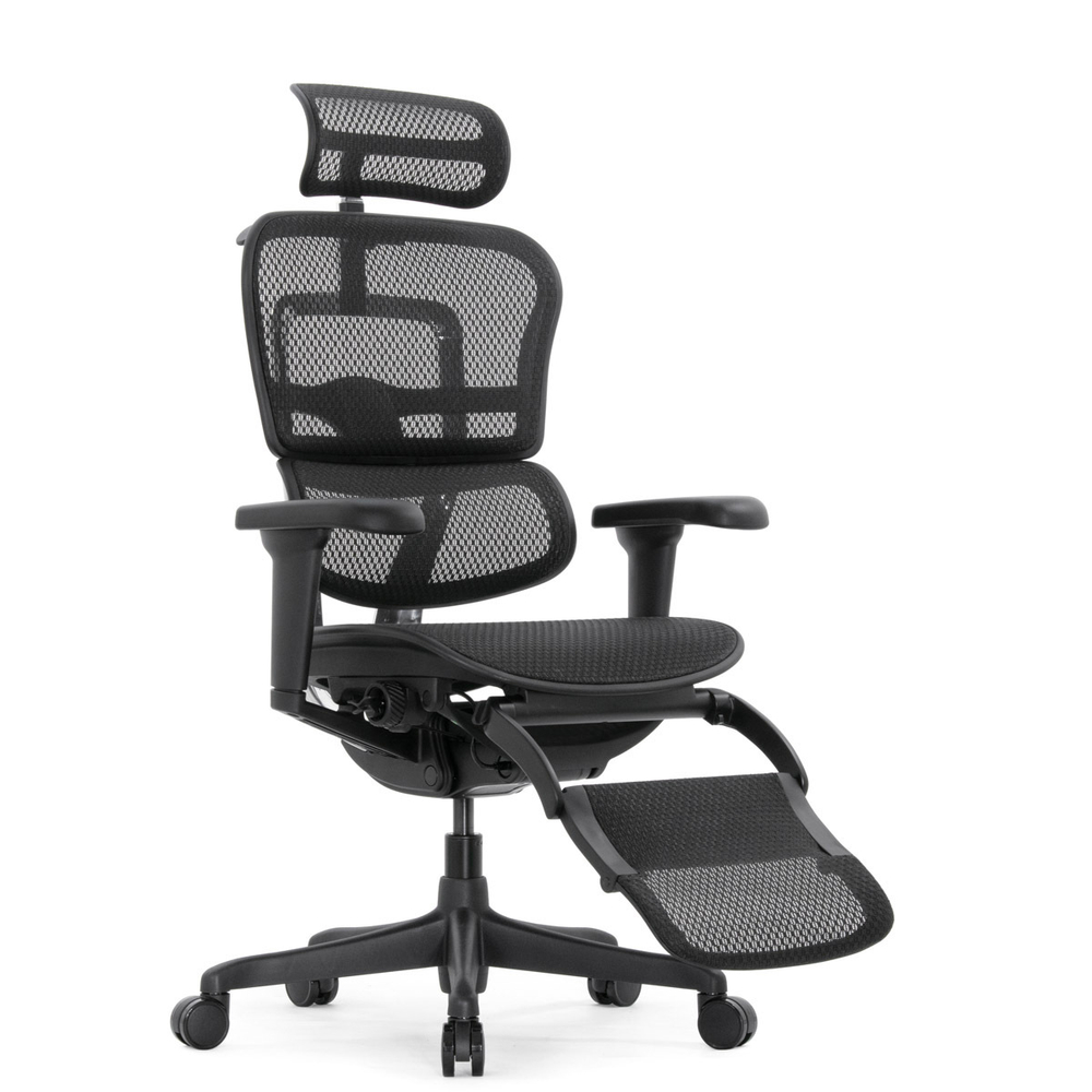 Кресло FALTO Ergohuman Ultra с подножкой ( чёрный каркас /сетка чёрный T-168-B1 Black )