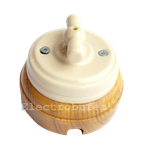 Ретро выключатель Мезонин Слоновая кость+рамка Тик / 1 Группа света