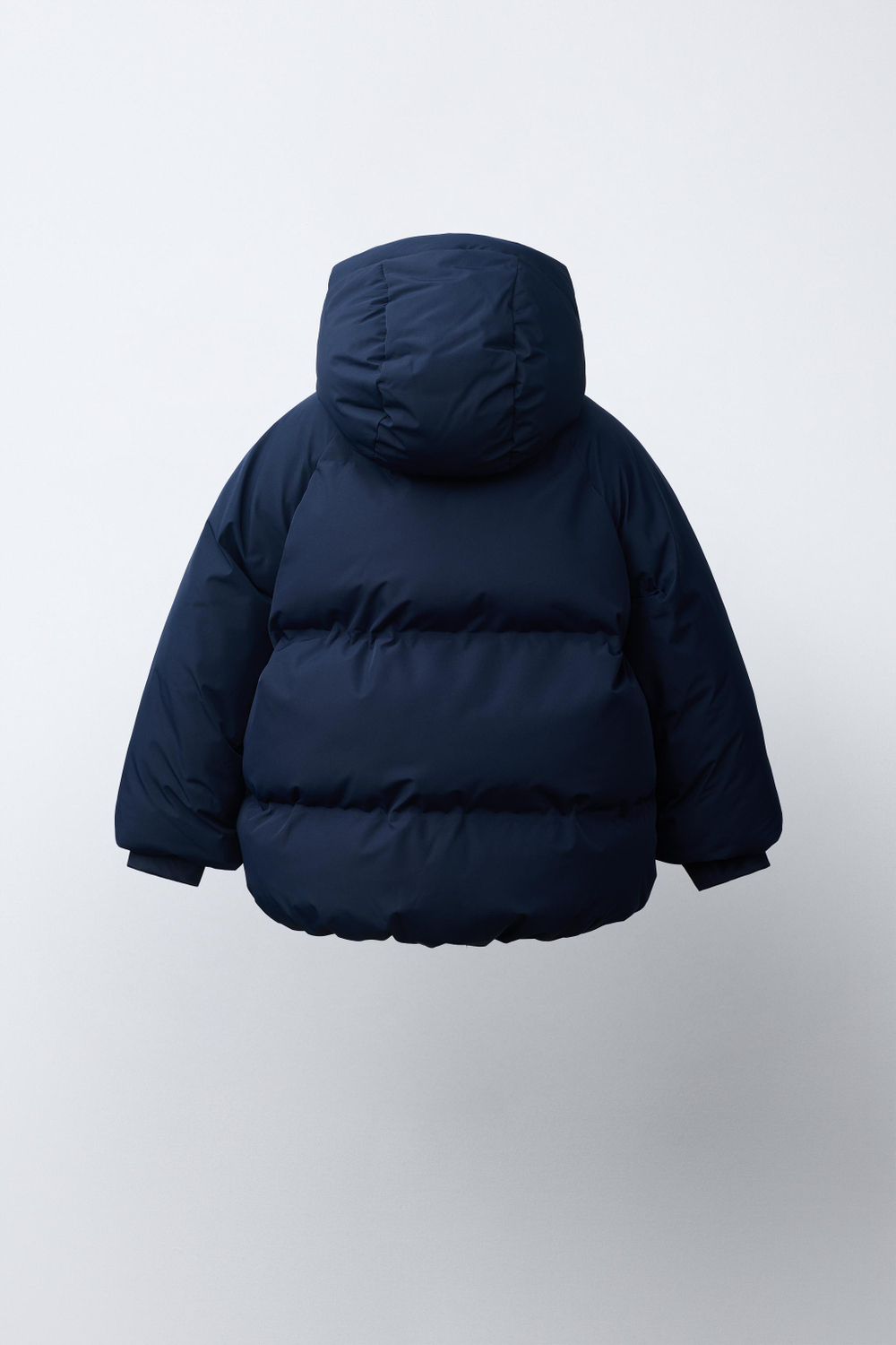 ZARA СТЕГАНОЕ ПАЛЬТО С КАПЮШОНОМ WATER REPELLENT, МОРСКОЙ СИНИЙ