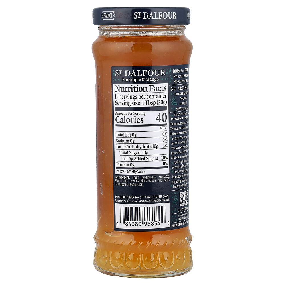 St. Dalfour, Deluxe, джем из ананаса и манго, 284 г (10 унций)