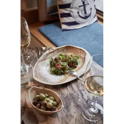 Блюдо овальное 16*10,5 см h4 см 140 мл для закусок Pearl Sea Stone с ручками Frutti di Mare P.L. [4]