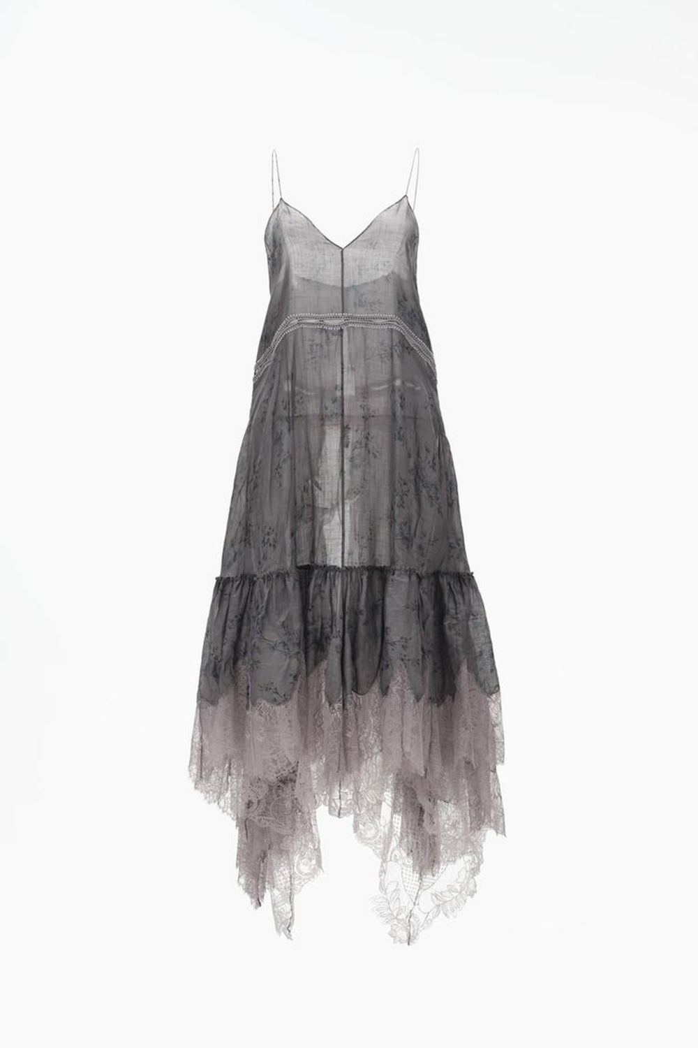 ZARA X JOHN GALLIANO ТОП НА ТОНКИХ БРЕТЕЛЯХ, СЕРЫЙ