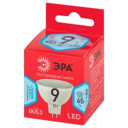 Лампа светодиодная ЭРА RED LINE LED MR16-9W-840-GU5.3 R 9Вт софит нейтральный белый свет GU5.3 | Лампы cветодиодные Точечные (Софиты) (MR, PAR)