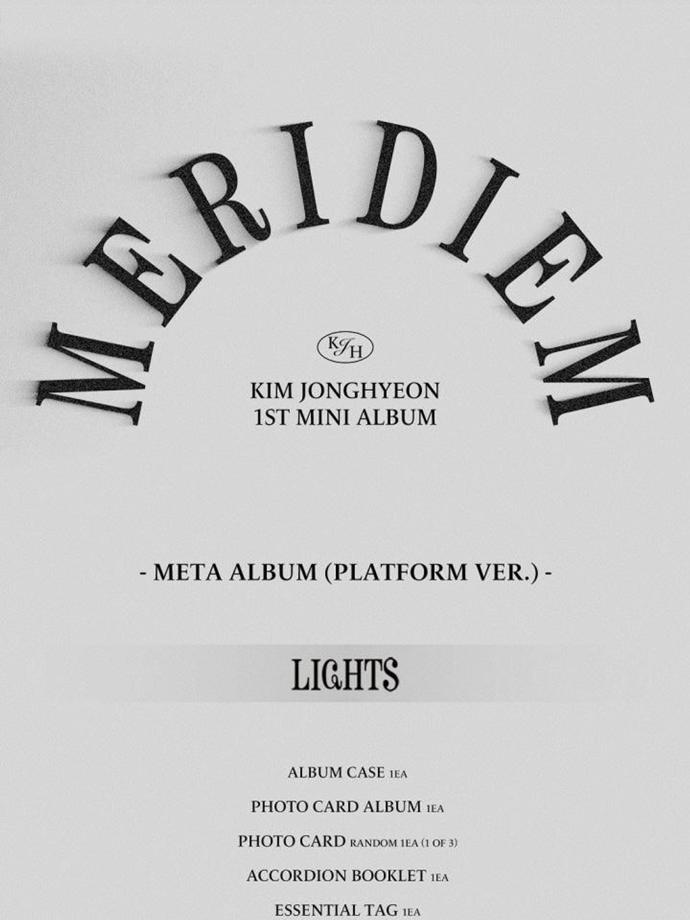 Альбом KIM JONG HYEON - MERIDIEM 1st Mini META Album