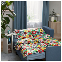 IKEA BRUKSVARA  (ИКЕА БРУКСВАРА)  -  Пододеяльник и наволочка, многоцветный/цветочный рисунок, 150x200/50x60 см