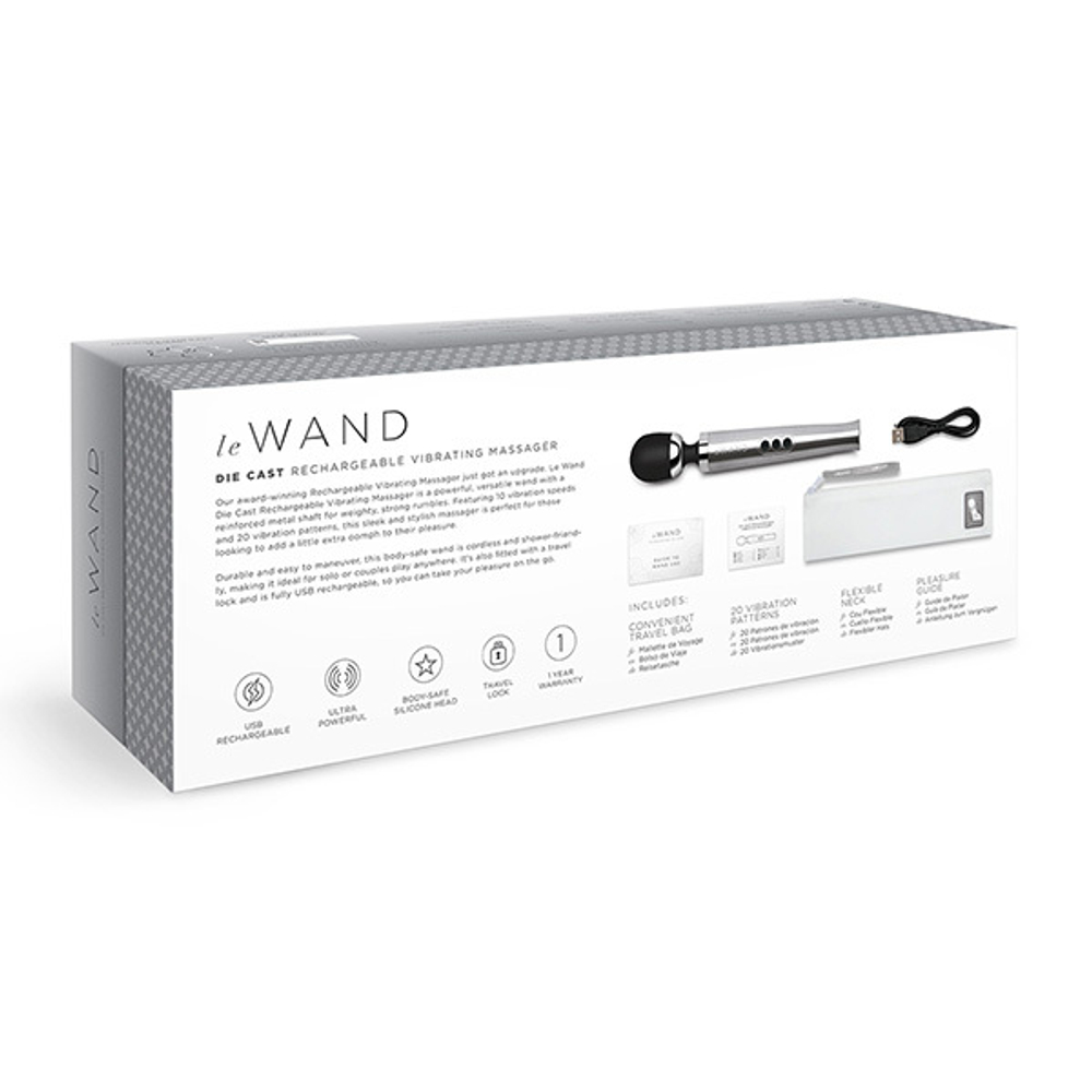 Вибромассажер литой люкс-ванд серебро 29см Le Wand Die Cast LW-051-SLV