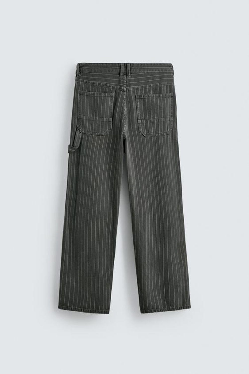 ZARA БРЮКИ BAGGY FIT В ТОНКУЮ ПОЛОСКУ, СЕРЫЙ/СИНИЙ
