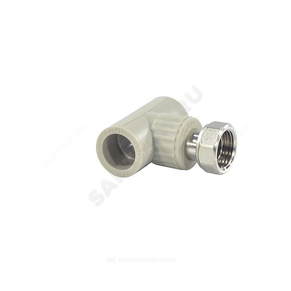 Тройник PP-R комбинированный серый Дн 32х1" с накидной гайкой VALFEX 10140232Г