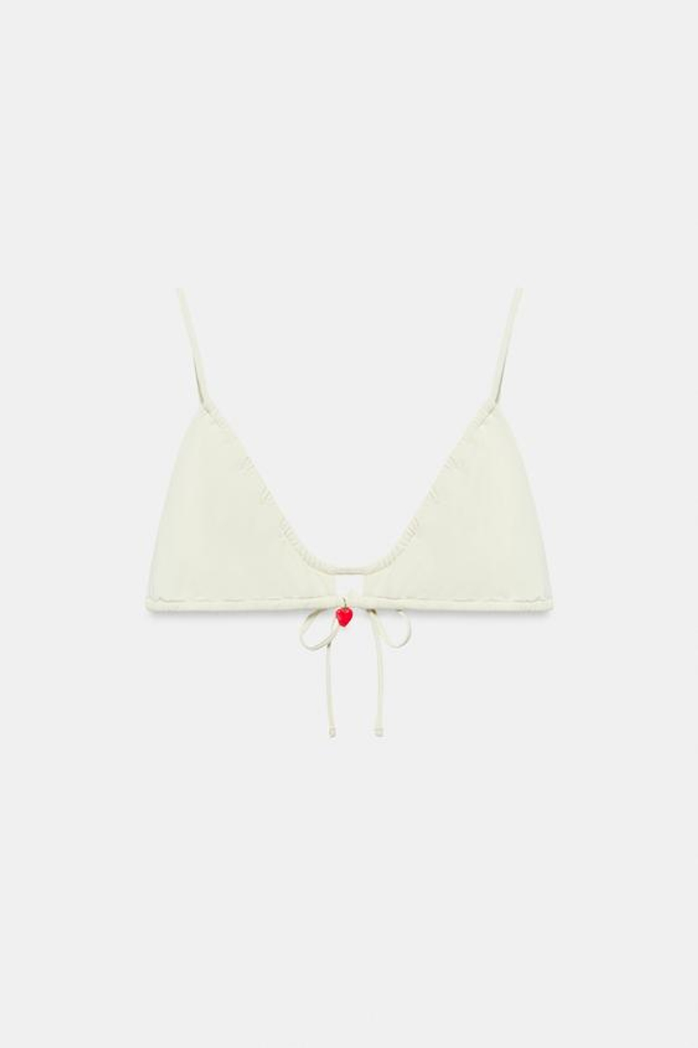 ZARA ТОП-БИКИНИ С БУСИНОЙ В ВИДЕ СЕРДЦА, ЭКРЮ