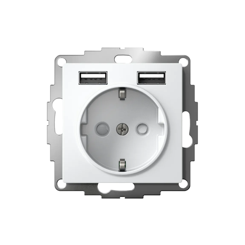ATLASDESIGN РОЗЕТКА 16А c 2 USB A+A, 5В/2,4А, 2х5В/1,2А, механизм, ЛОТОС