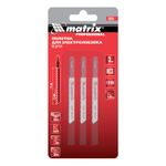 Полотна для электро-лобзика по металлу, 3 шт, T118A, 50 х 1.2 мм, HSS Matrix Professional, 78207