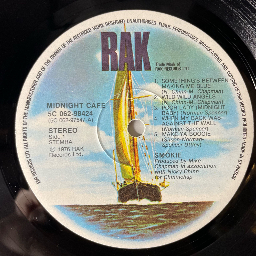 Винтажная виниловая пластинка LP Smokie, Smokey, Смоуки, Midnight Caf (Англия 1976)