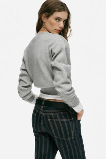 ZARA СВИТЕР С ПОДПЛЕЧНИКАМИ, СЕРЫЙ