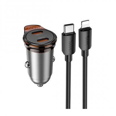 Автомобильное зарядное устройство для Lighting Hoco NZ16B PD45W(2C) (grey)