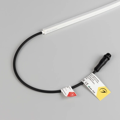 Лента герметичная WAVE-TOP-PU-A144-10x10mm 24V Warm3500 (5 W/m, IP68, 5m, wire x2) (Arlight, Вывод боковой, 3 года)