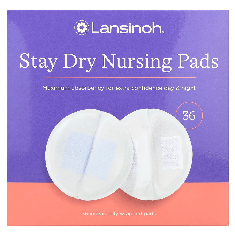 Lansinoh, кормящие прокладки Stay Dry, 36 штук в индивидуальной упаковке