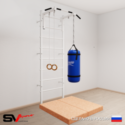 Шведская стенка Sv Sport 5107 (Турник стандарт/Кольца/Цепь/Мешок 30кг/Мат 1м)