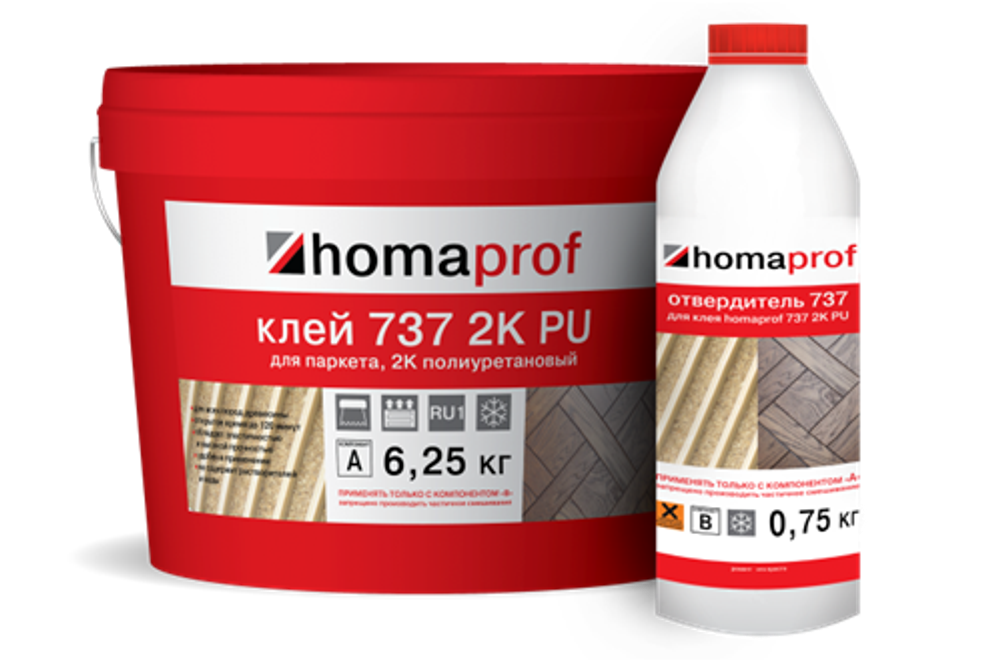 Клей для паркета Homaprof 737 Двухкомпонентный полиуретановый