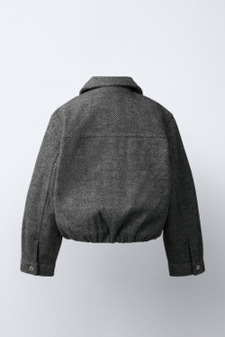 ZARA КУРТКА SOFT С ОБЪЕМНЫМ НИЗОМ, ЧЕРНЫЙ/БЕЛЫЙ