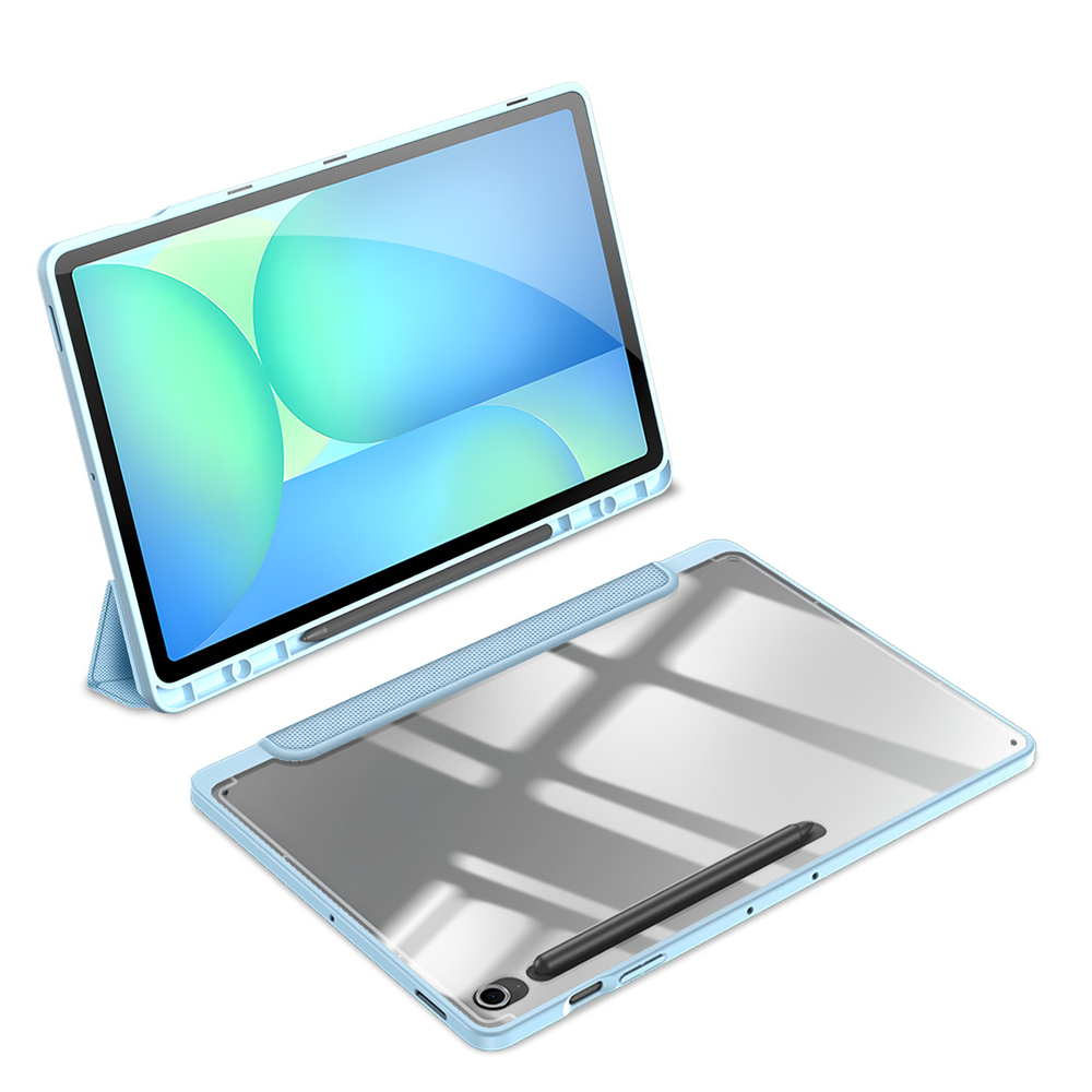 Чехол книжка синего цвета от Dux Ducis для Samsung Galaxy Tab S10 FE Plus, серия Toby Series Case, с функцией пробуждения и сна